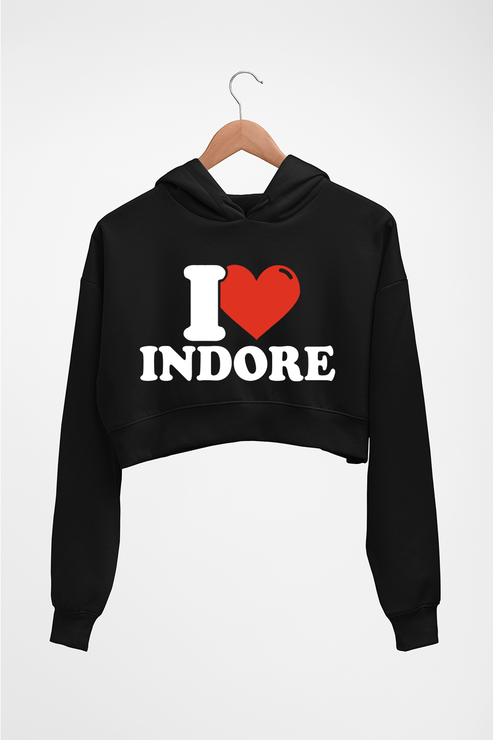 I Love Indore Crop HOODIE FOR WOMEN-Black-Ektarfa.online