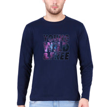 Load image into Gallery viewer, Young Wild Free Full Sleeves T-Shirt for Men-Navy Blue-Ektarfa.online
