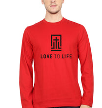 Load image into Gallery viewer, Love To Life Full Sleeves T-Shirt for Men-S(38 Inches)-Red-Ektarfa.online
