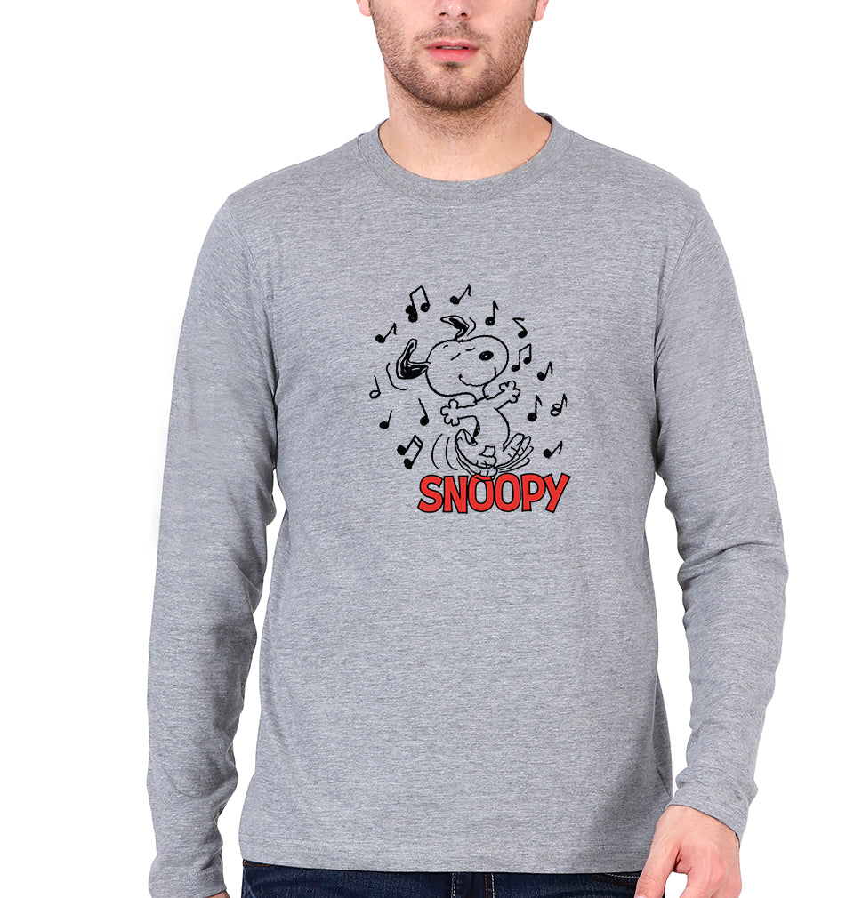 Peanuts Snoopy Full Sleeves T-Shirt for Men-Grey Melange-Ektarfa.online