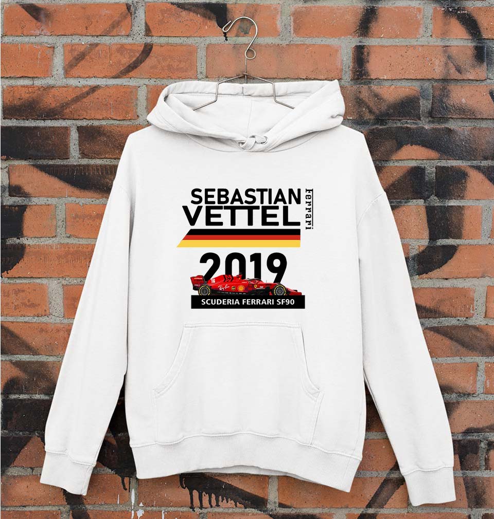 Sebastian Vettel F1 Ferrari Unisex Hoodie for Men/Women-White-Ektarfa.online