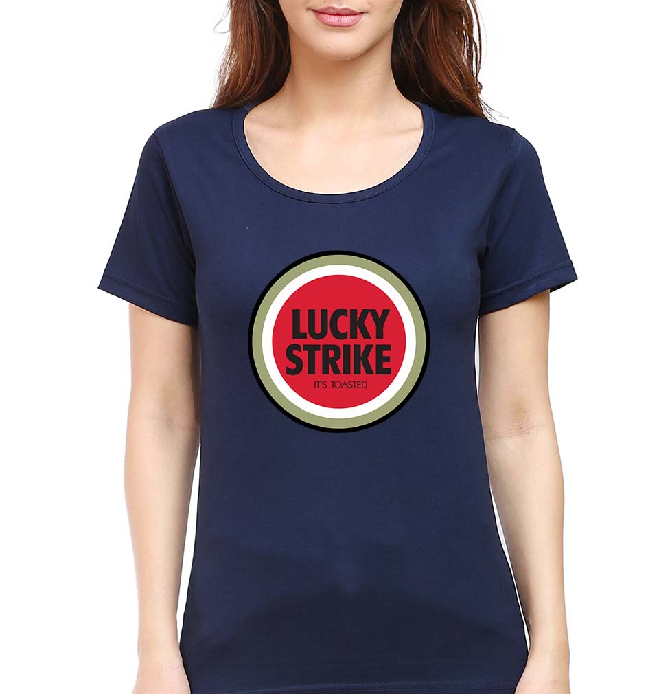 Lucky Strike T-Shirt for Women-XS(32 Inches)-Navy Blue-Ektarfa.online