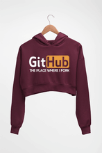 Load image into Gallery viewer, GitHub Crop HOODIE FOR WOMEN-Maroon-Ektarfa.online

