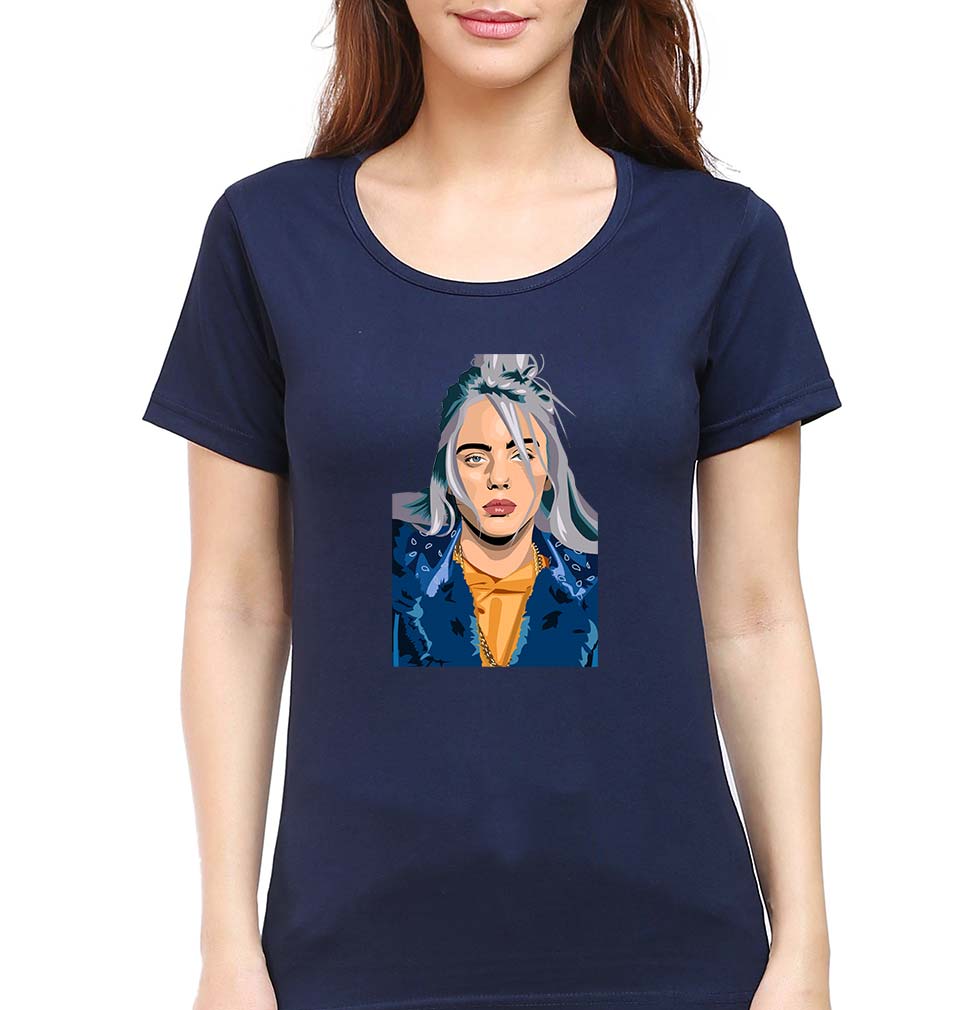 Billie Eilish T-Shirt for Women-XS(32 Inches)-Navy Blue-Ektarfa.online