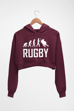 Load image into Gallery viewer, Rugby Evolution Crop HOODIE FOR WOMEN-Maroon-Ektarfa.online
