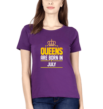 Load image into Gallery viewer, Queens Are Born In July T-Shirt for Women-Purple-Ektarfa.online

