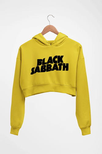 Black Sabbath Crop HOODIE FOR WOMEN-Mustard Yellow-Ektarfa.online
