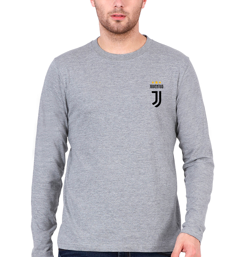 Juventus Logo Full Sleeves T-Shirt for Men-Grey Melange-Ektarfa.online
