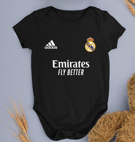 Real Madrid 2021-22 Kids Romper For Baby Boy/Girl-0-5 Months(18 Inches)-Black-Ektarfa.online