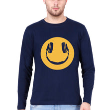 Load image into Gallery viewer, Emoji Headphone Music Full Sleeves T-Shirt for Men-Navy blue-Ektarfa.online
