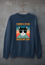 Load image into Gallery viewer, Cat Unisex Sweatshirt for Men/Women-S(40 Inches)-Navy Blue-Ektarfa.online
