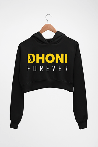 MS Dhoni (MSD) Crop HOODIE FOR WOMEN-Black-Ektarfa.online