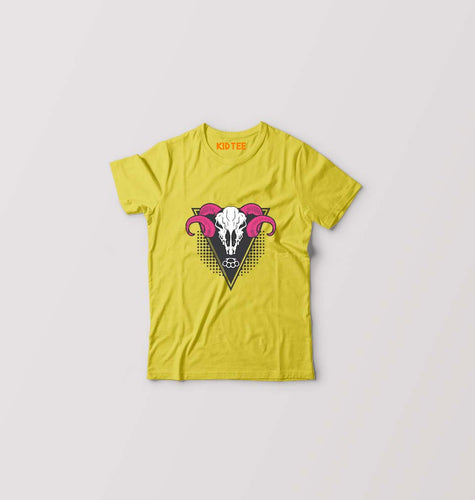 Ram Skull Kids T-Shirt for Boy/Girl-Yellow-Ektarfa.online