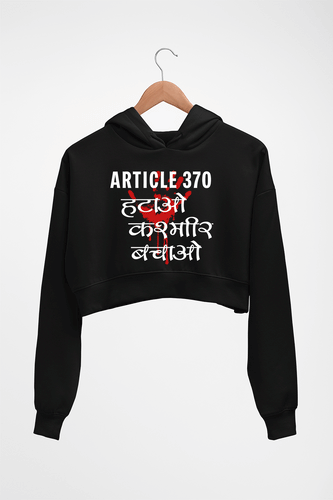 Article 370 Crop HOODIE FOR WOMEN-Black-Ektarfa.online