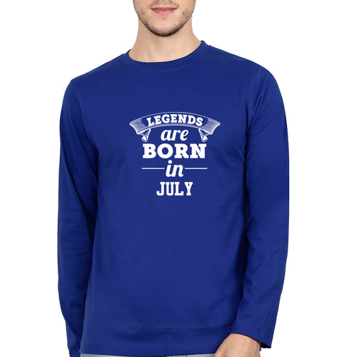 Legends are Born in July Full Sleeves T-Shirt for Men-Royal Blue-Ektarfa.online