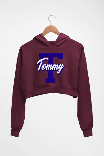 Varsity Tommy Crop HOODIE FOR WOMEN-Maroon-Ektarfa.online