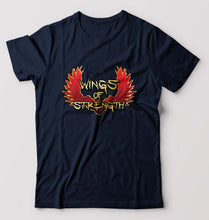 Load image into Gallery viewer, Wings of Strength T-Shirt for Men-S(38 Inches)-Navy Blue-Ektarfa.online
