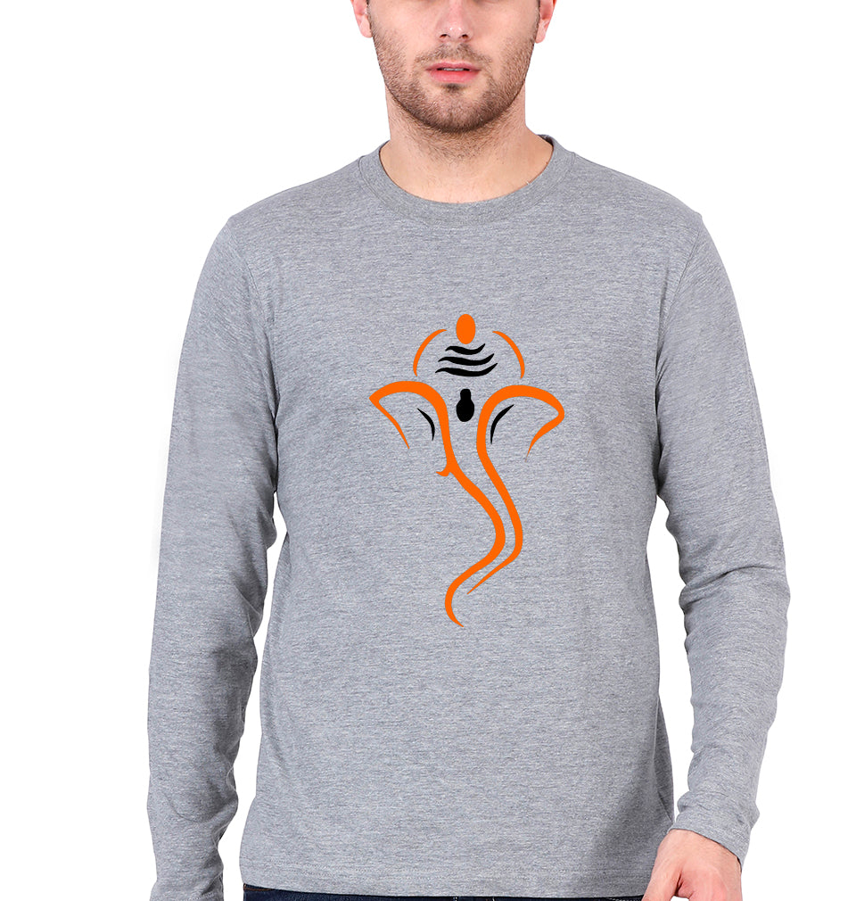 Ganpati JI(Ganesh) Full Sleeves T-Shirt for Men-Grey Melange-Ektarfa.online