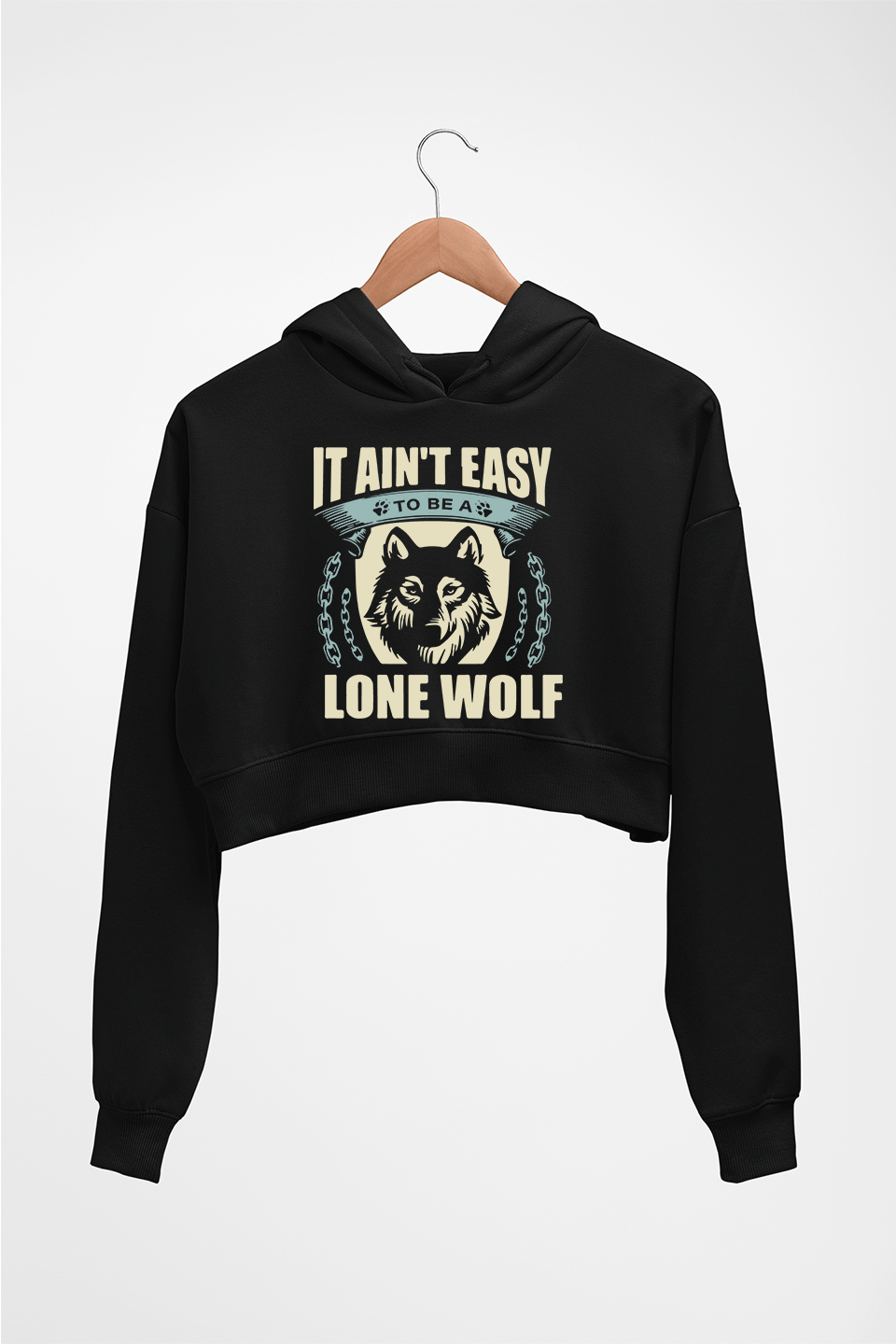 Wolf Crop HOODIE FOR WOMEN-Black-Ektarfa.online