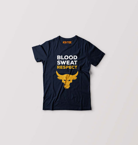 Blood Sweat Respect Gym Kids T-Shirt for Boy/Girl-0-1 Year(20 Inches)-Navy Blue-Ektarfa.online