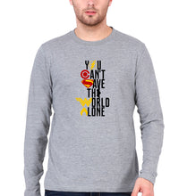 Load image into Gallery viewer, You Can&#39;t Save The World Alone Justice League Full Sleeves T-Shirt for Men-Grey Melange-Ektarfa.online
