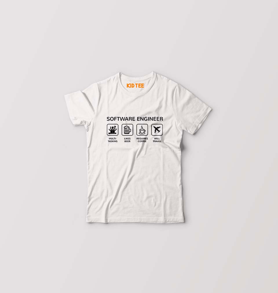 Software Engineer Kids T-Shirt for Boy/Girl-White-Ektarfa.online