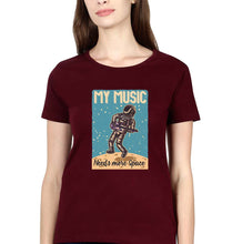 Load image into Gallery viewer, Music T-Shirt for Women-XS(32 Inches)-Maroon-Ektarfa.online
