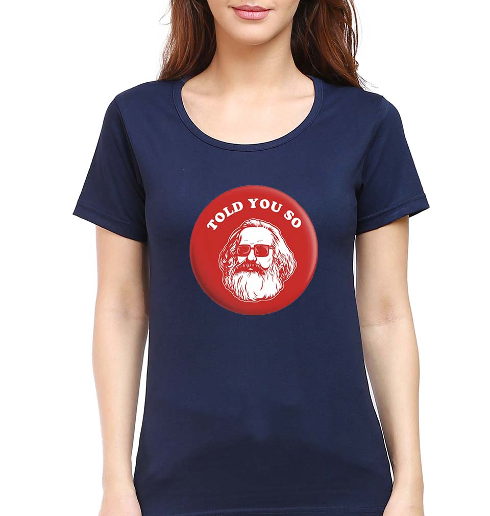 Karl Marx T-Shirt for Women-Navy Blue-Ektarfa.online