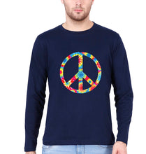Load image into Gallery viewer, Trippy Psychedelic Peace Skull Full Sleeves T-Shirt for Men-Navy Blue-Ektarfa.online

