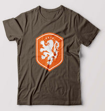 Load image into Gallery viewer, Netherlands Football T-Shirt for Men-S(38 Inches)-Olive Green-Ektarfa.online
