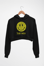 Load image into Gallery viewer, Dead Inside Emoji Crop HOODIE FOR WOMEN-Black-Ektarfa.online
