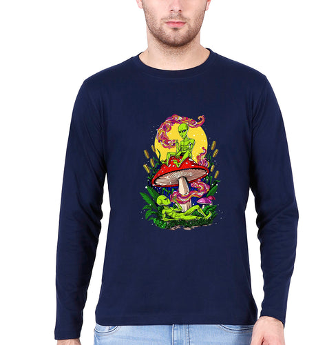 Trippy Psychedelic Weed Stoned Full Sleeves T-Shirt for Men-Navy Blue-Ektarfa.online
