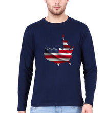 Load image into Gallery viewer, USA America Full Sleeves T-Shirt for Men-Navy Blue-Ektarfa.online
