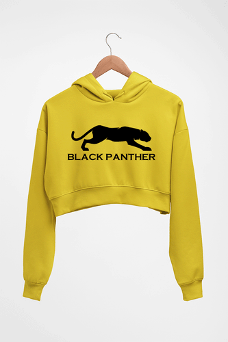 Black Panther Crop HOODIE FOR WOMEN-Mustard Yellow-Ektarfa.online