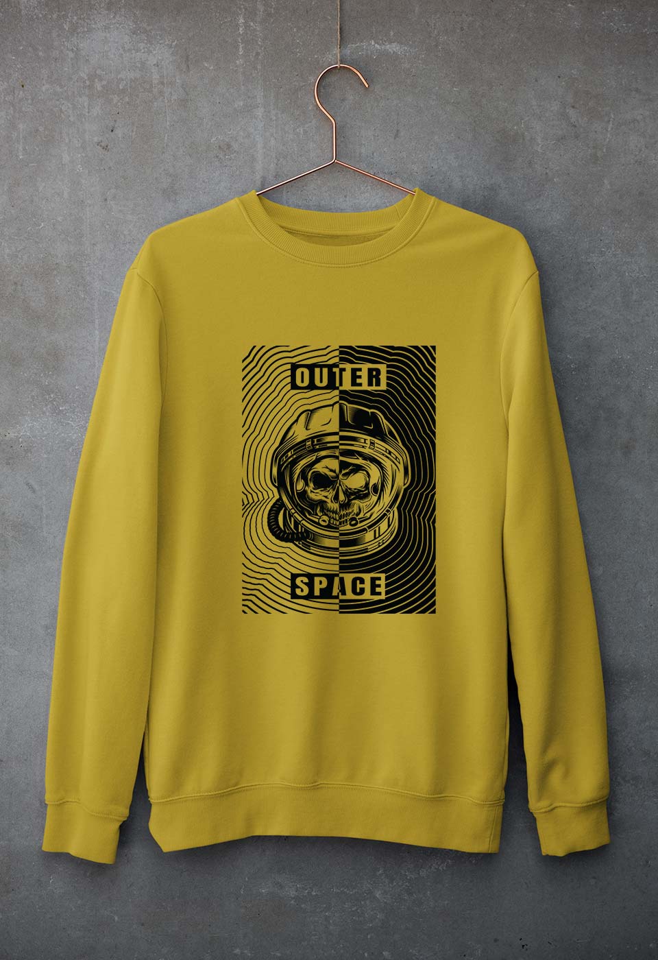 Outer Space Unisex Sweatshirt for Men/Women-S(40 Inches)-Mustard Yellow-Ektarfa.online