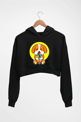 Puppy Crop HOODIE FOR WOMEN-Black-Ektarfa.online