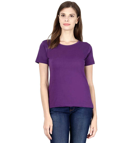 Plain Purple Half Sleeves T-Shirt for Women-ektarfa.com