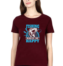 Load image into Gallery viewer, Fishing T-Shirt for Women-Maroon-Ektarfa.online
