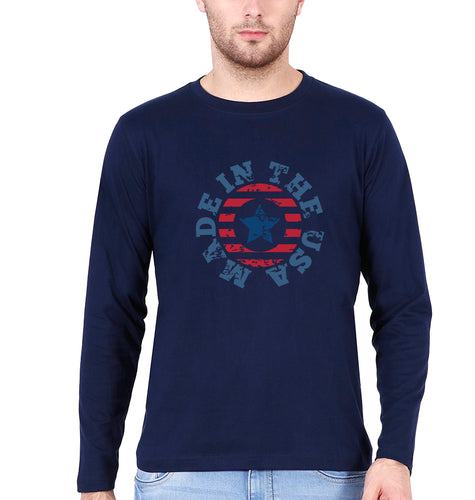America Full Sleeves T-Shirt for Men-Navy Blue-Ektarfa.online