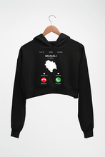 Load image into Gallery viewer, Manali Calling Crop HOODIE FOR WOMEN-Black-Ektarfa.online
