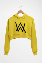 Load image into Gallery viewer, Alan Walker Front &amp; Back Print Crop HOODIE FOR WOMEN-Mustard Yellow-Ektarfa.online
