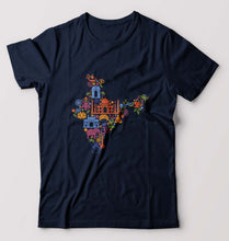 Load image into Gallery viewer, India T-Shirt for Men-S(38 Inches)-Navy Blue-Ektarfa.online
