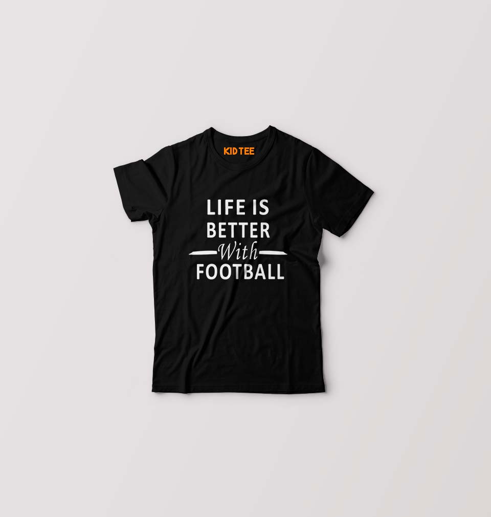 Life Football Kids T-Shirt for Boy/Girl-0-1 Year(20 Inches)-Black-Ektarfa.online