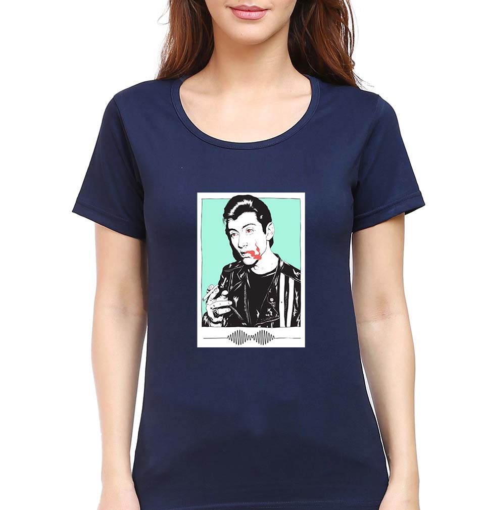 Arctic Monkeys T-Shirt for Women-XS(32 Inches)-Navy Blue-Ektarfa.online