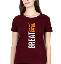 Load image into Gallery viewer, You Are Great T-Shirt for Women-XS(32 Inches)-Maroon-Ektarfa.online
