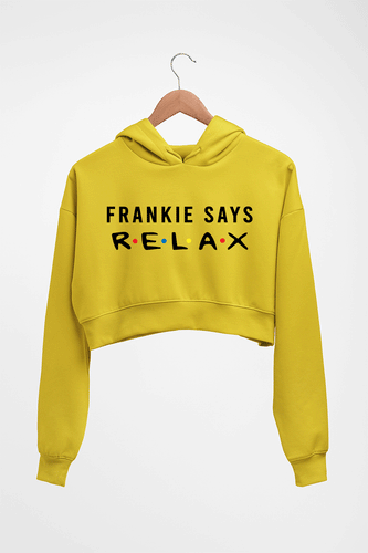 Frankie Says Relax Friends Crop HOODIE FOR WOMEN-Mustard Yellow-Ektarfa.online