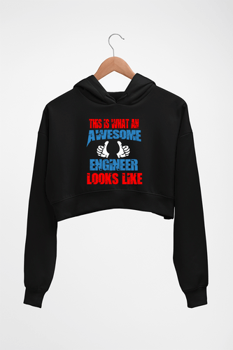 Awesome Engineer Crop HOODIE FOR WOMEN-Black-Ektarfa.online