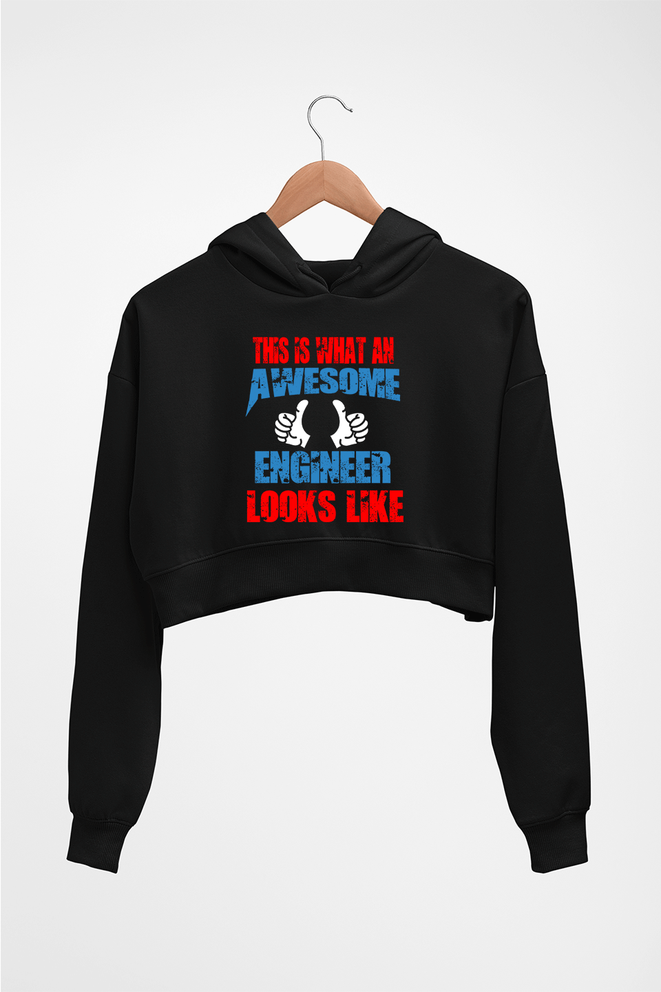 Awesome Engineer Crop HOODIE FOR WOMEN-Black-Ektarfa.online