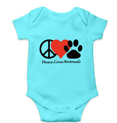 Peace Love Animals Kids Romper For Baby Boy/Girl-Sky Blue-Ektarfa.online