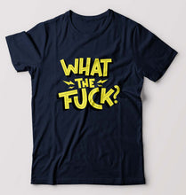 Load image into Gallery viewer, What The Fuck T-Shirt for Men-S(38 Inches)-Navy Blue-Ektarfa.online
